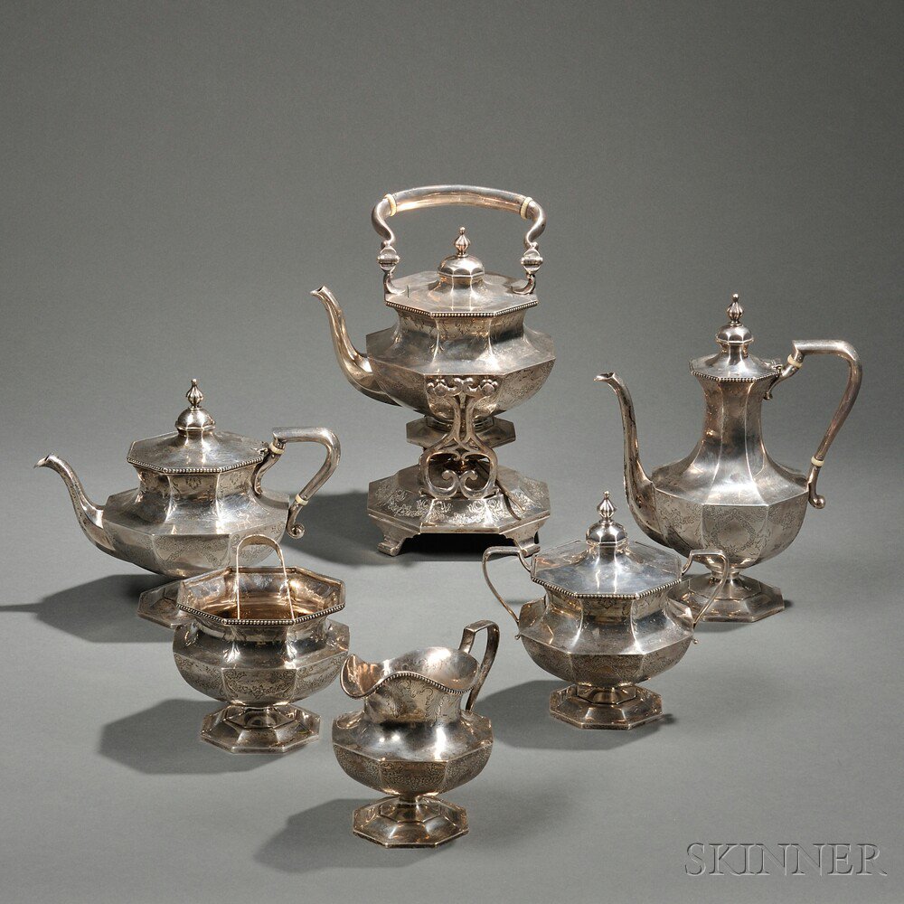 Appraisal: Six-piece Shreve Crump Low Sterling Silver Tea and Coffee Service