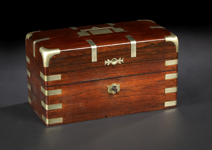 Appraisal: Good Edwardian White Brass-Mounted Rosewood Oblong Liquor Chest first quarter