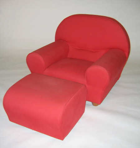 Appraisal: LIGNE ROSET FRENCH Arm chair and ottoman with red upholstery