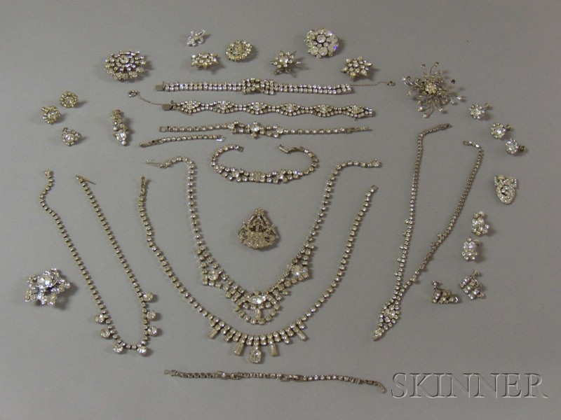 Appraisal: Small Group of Vintage Colorless Paste Costume Jewelry