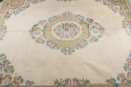 Appraisal: AUBUSSON-STYLE RUG - App ft x ft Staining along border