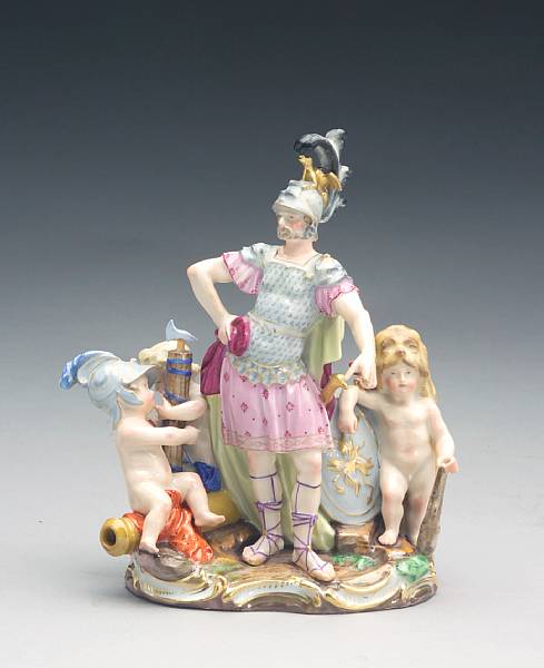 Appraisal: A Meissen porcelain group emblematic of war th century The