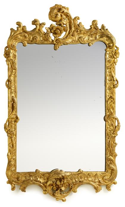 Appraisal: George III giltwood wall mirror The rectangular mirror p late