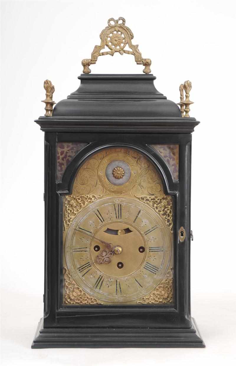 Appraisal: GEORGE III BLACK LACQUER BRACKET CLOCK WITH PULL REPEAT SIGNED