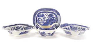 Appraisal: Group of Blue Willow Transferware Serving Pieces J Meir Sons