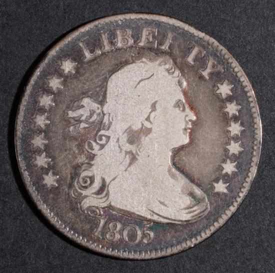 Appraisal: United States draped bust type silver quarter dollar F- Estimate