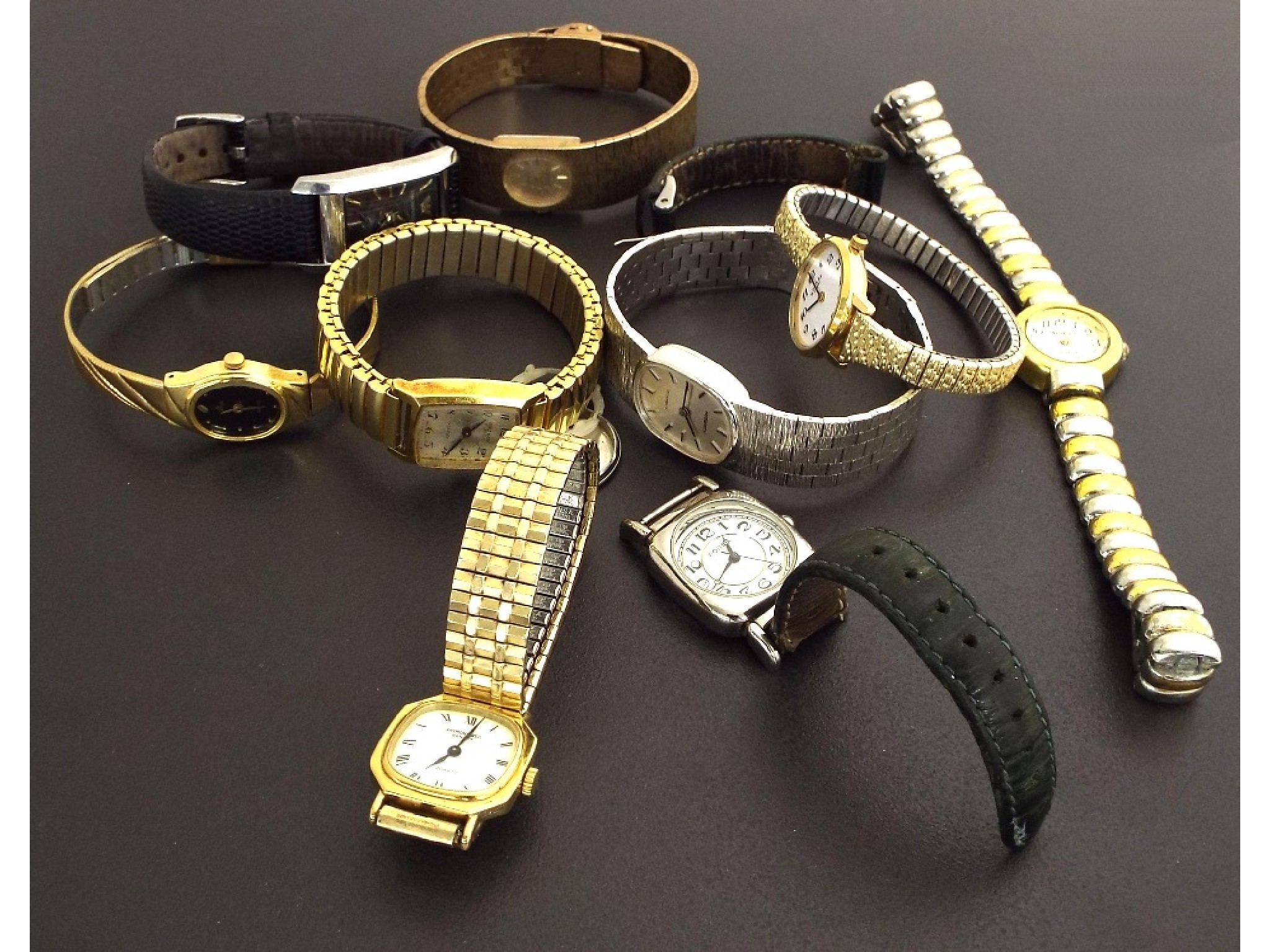 Appraisal: Nine various ladies wristwatches including Rotary Raymond Weil Waltham Fossil