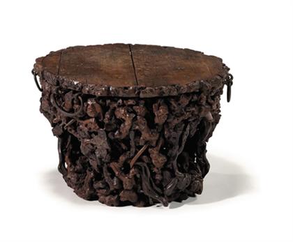 Appraisal: Unusual root wood and softwood stool early qing dynasty The