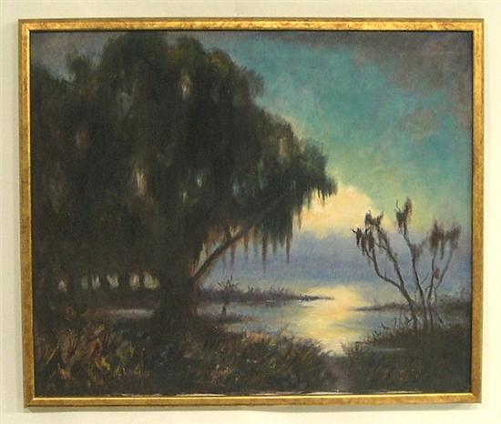 Appraisal: Steele Burden American - oil on canvas Southern landscape probably