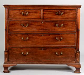 Appraisal: George III Floral Inlaid Chest of Drawers George III mahogany