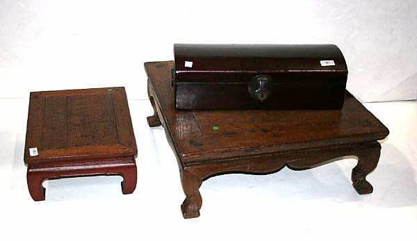 Appraisal: Two Chinese low tables together with a pigskin document box