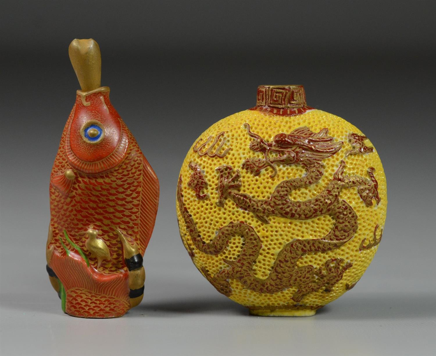 Appraisal: Chinese porcelain snuff bottles both with marks to base one