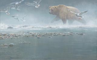 Appraisal: Above the Rapids Robert Bateman - acrylic on canvas x