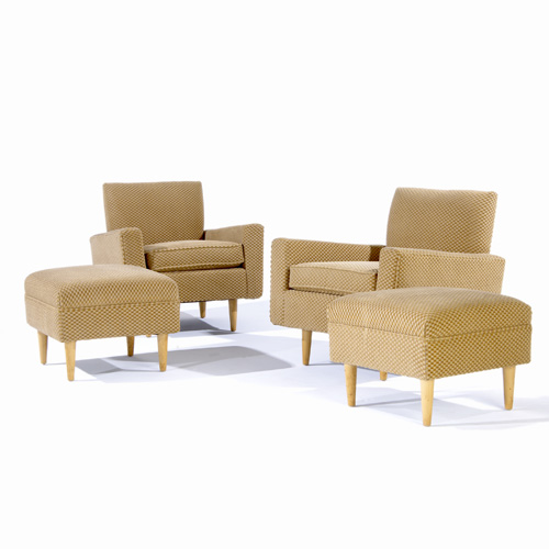 Appraisal: FLORENCE KNOLL KNOLL Pair of lounge chairs and ottomans upholstered