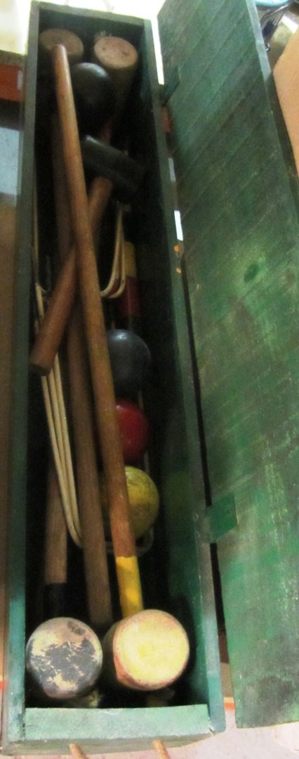 Appraisal: A wooden cased croquet set