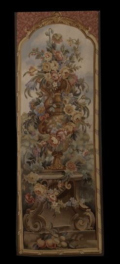 Appraisal: Pair of Tapestry Panels each featuring a floral-filled urn amidst