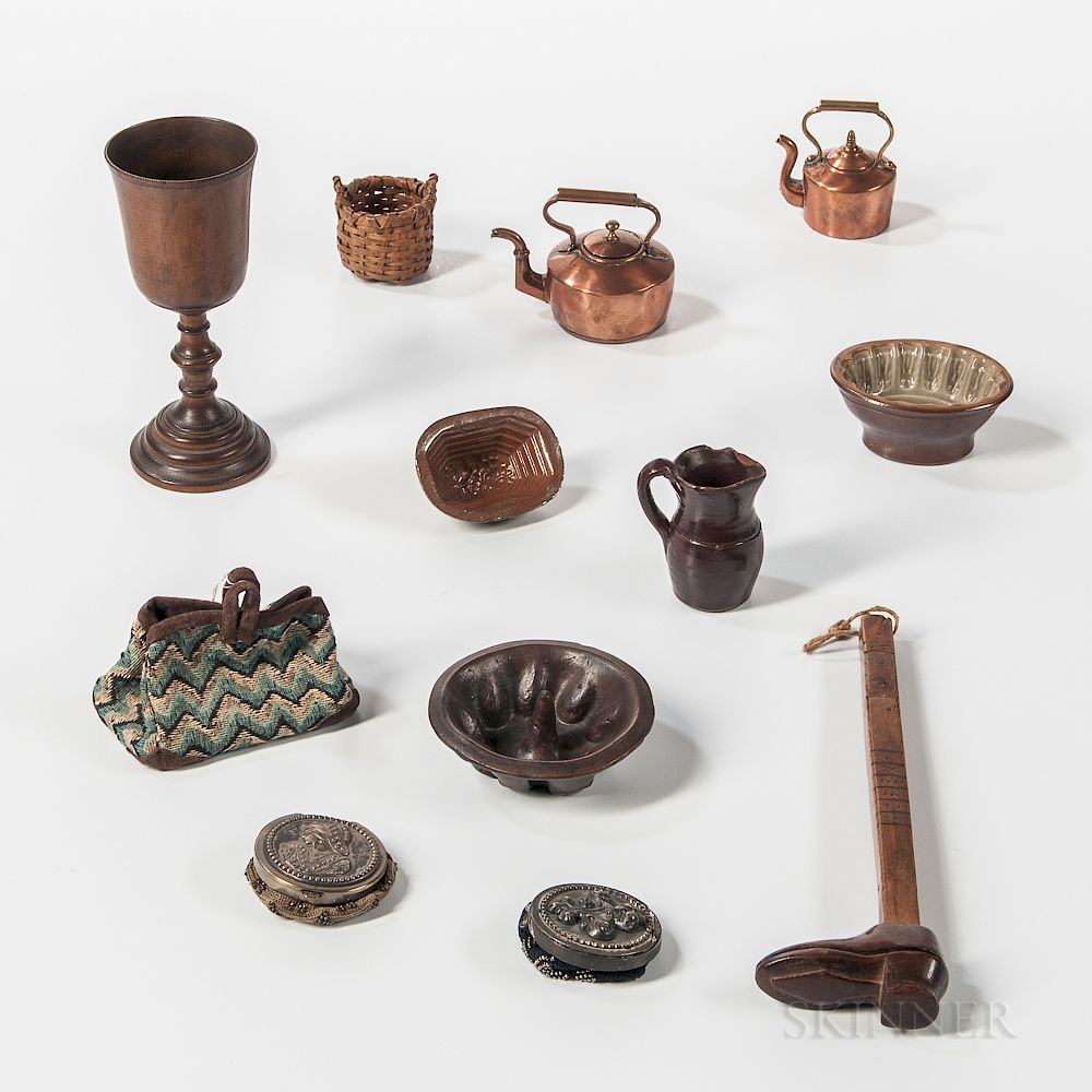 Appraisal: Twelve Small and Miniature Household Items Twelve Small and Miniature