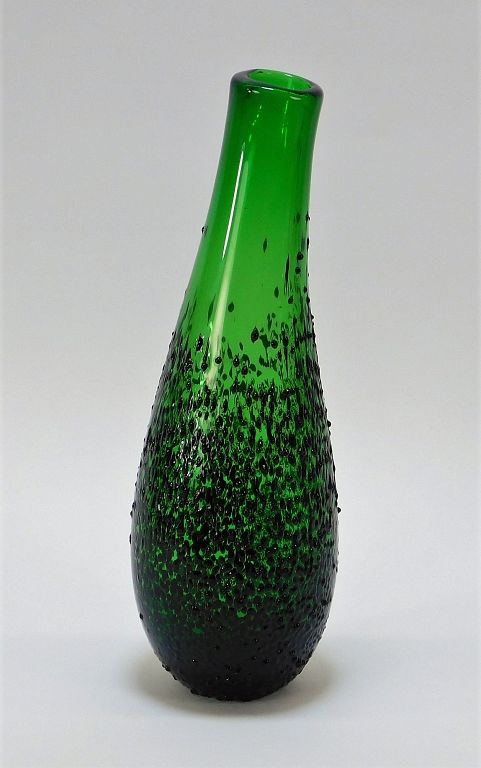 Appraisal: Vint Studio Art Glass Stipple Drip Overshot Vase United States