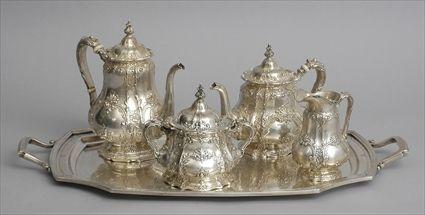 Appraisal: GORHAM SILVER FOUR-PIECE TEA AND COFFEE SERVICE AND A REED