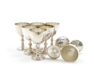 Appraisal: A SET OF EIGHT AMERICAN SILVER-PLATE GOBLETS W S BLACKINTON