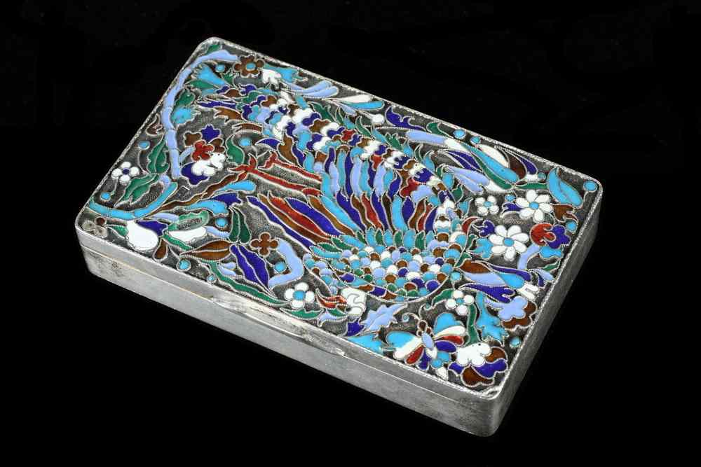 Appraisal: RUSSIAN ENAMEL BOX - Silver and enamel Oblong Box with