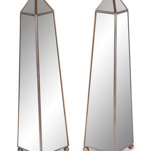 Appraisal: A Pair of Neoclassical Style Mirrored Obelisks TH CENTURY Height