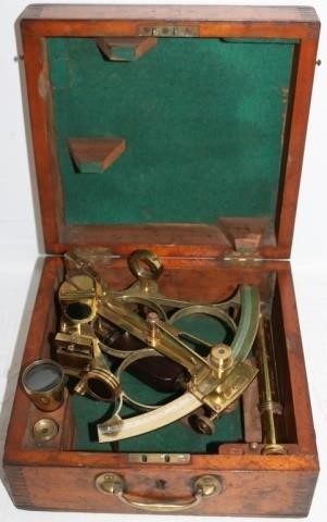 Appraisal: TH CENTURY BRASS SEXTANT BY HAKES OF HULL ENGLAND IN