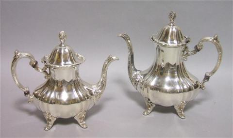 Appraisal: POOLE PLATED COFFEE POT AND TEAPOT Shape no 'Lancaster Rose'