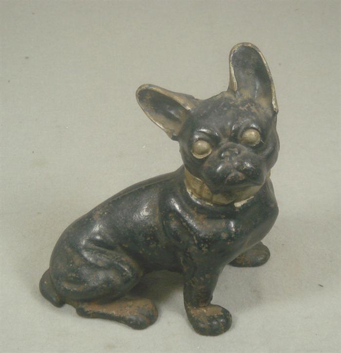 Appraisal: Cast iron doorstop free standing black and silver Chihuahua tall