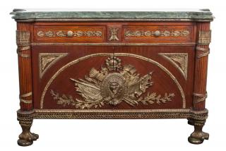 Appraisal: A Gilt Metal Mounted Commode a Vantaux Height x width