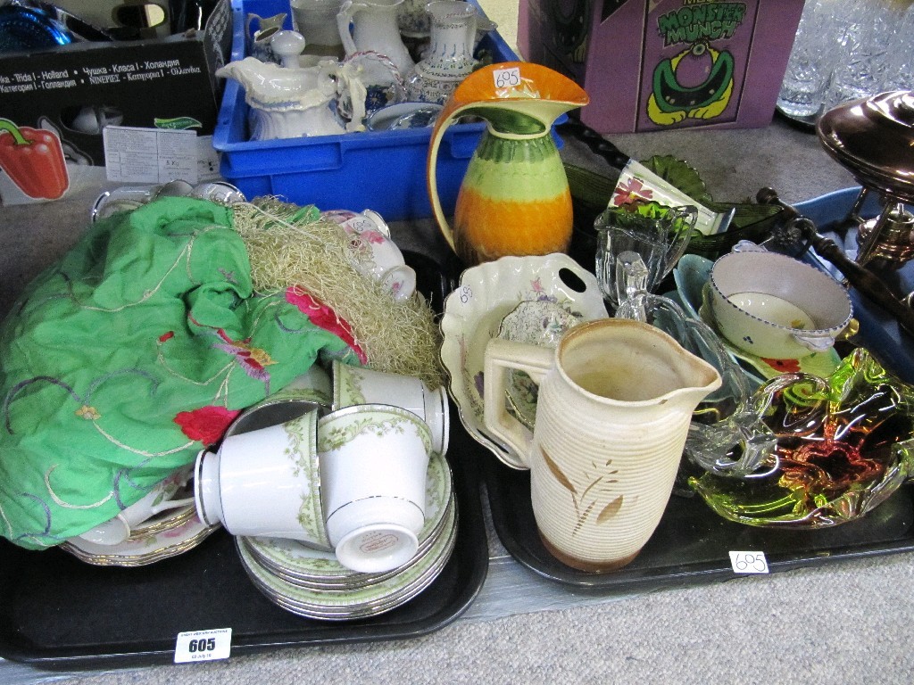 Appraisal: Lot comprising two trays of assorted ceramics and art glass