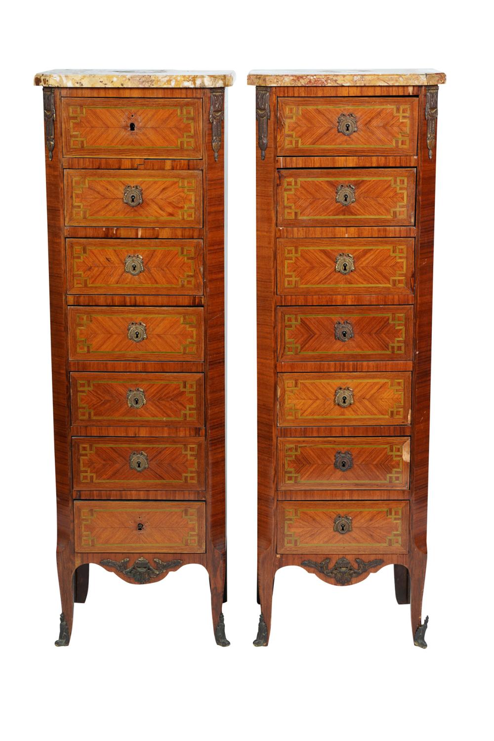 Appraisal: PAIR OF FRENCH FRUITWOOD SEMAINIERSin the Louis XV style Condition