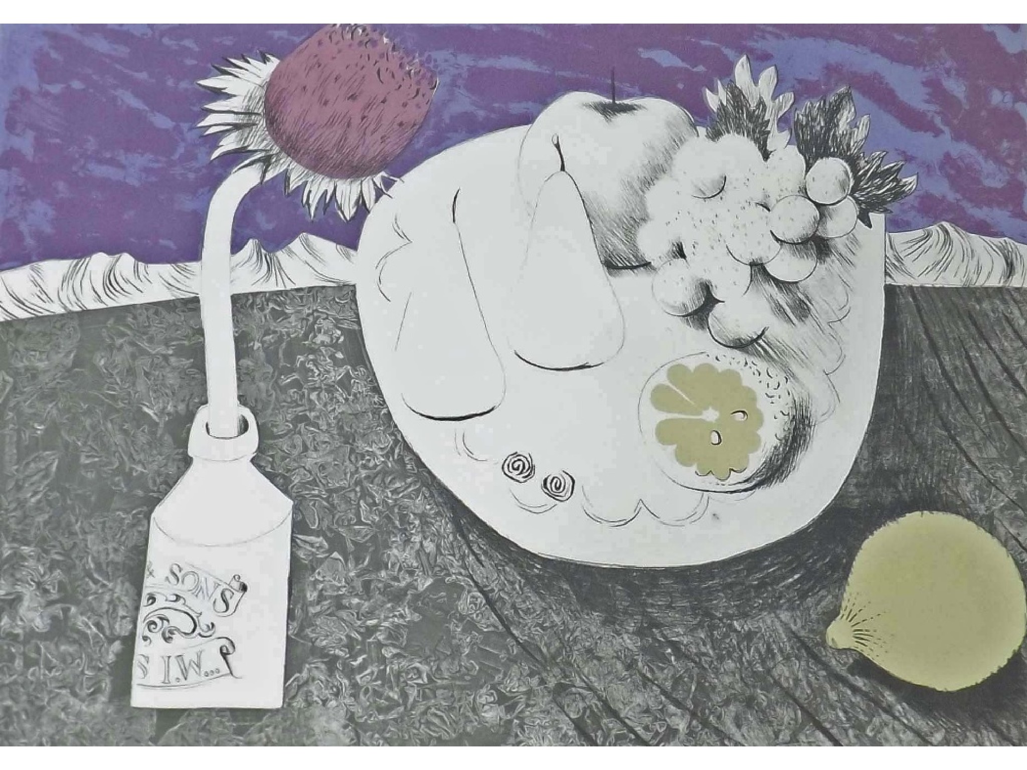 Appraisal: Mary Fedden - - still life with fruit and thistle