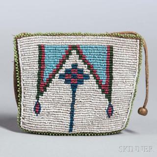 Appraisal: Blackfeet Beaded Hide Belt Pouch c late th century rawhide