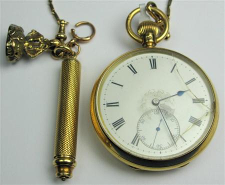 Appraisal: An ct gold keyless wind open-faced pocket watch the english