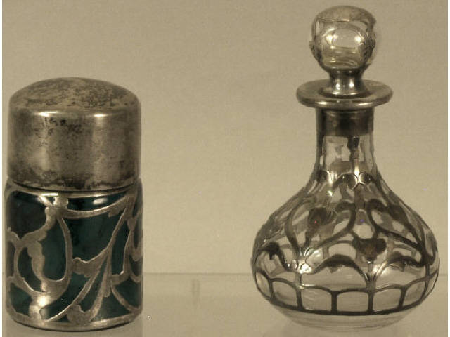 Appraisal: Collection of two sterling silver overlay pieces including a perfume