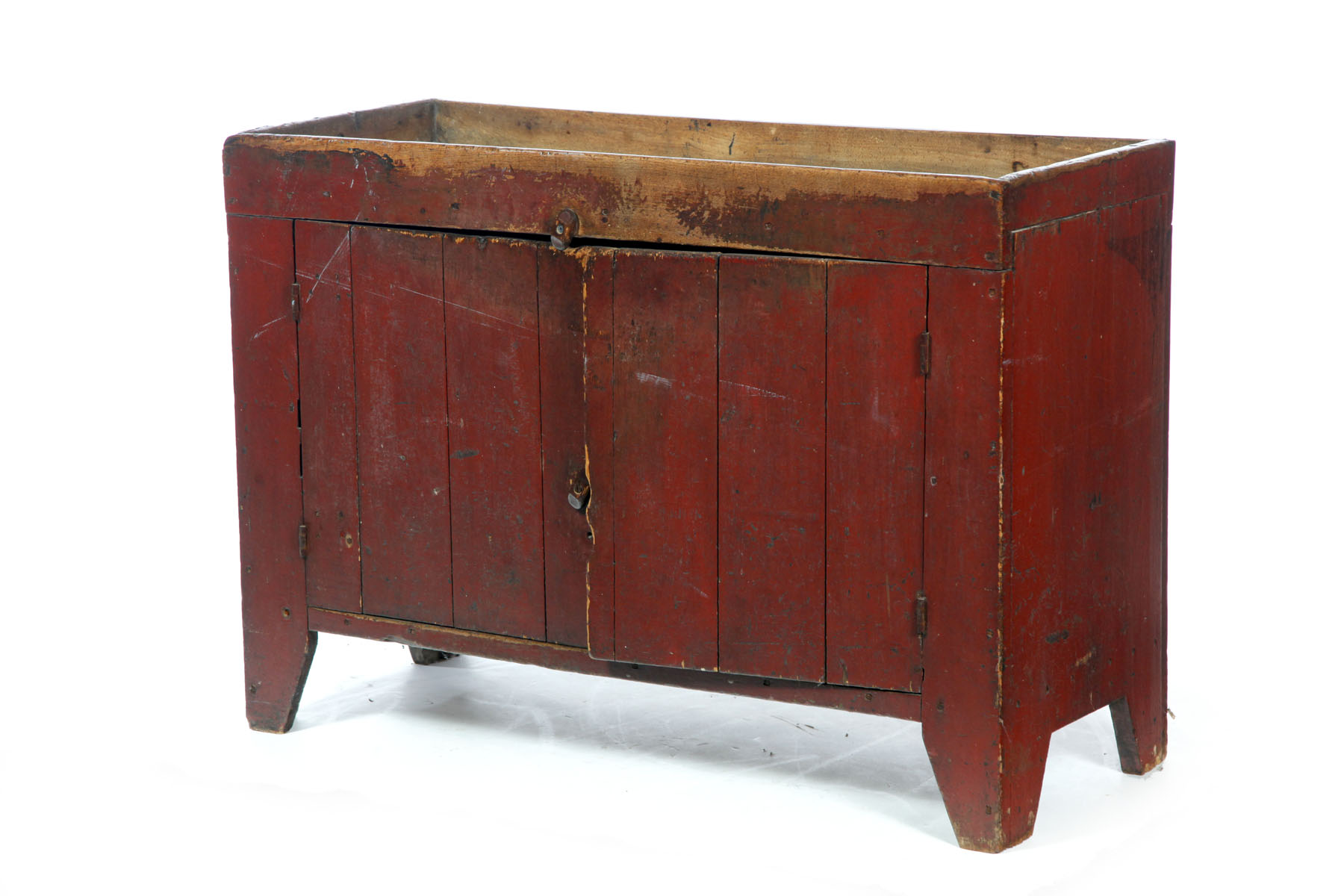 Appraisal: DRY SINK American th century walnut and poplar Old red