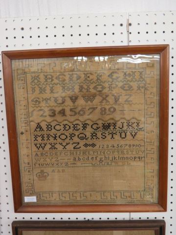 Appraisal: Early 's Sampler Alphabet and Numerical X without date and