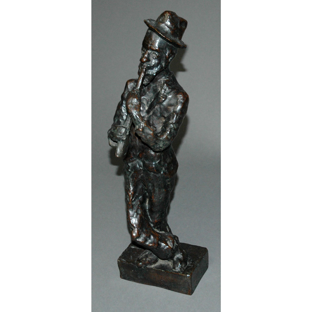 Appraisal: Mane-Katz French Ukranian - Flutist Signed Mane-Katz Bronze with brown