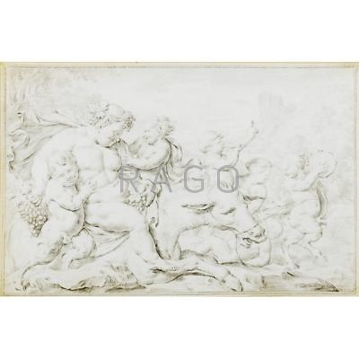 Appraisal: WILLEM VAN MIERIS Dutch - Pencil on paper Bacchus framed