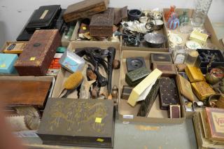 Appraisal: Eight tray lots of silverplate photo dry plates curios etc