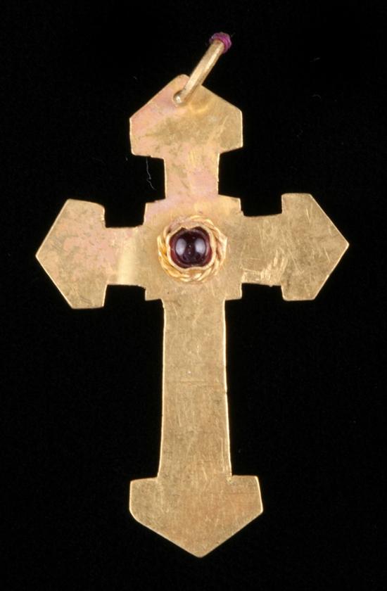 Appraisal: BYZANTINE YELLOW GOLD CROSS PENDANT Circa th th century A