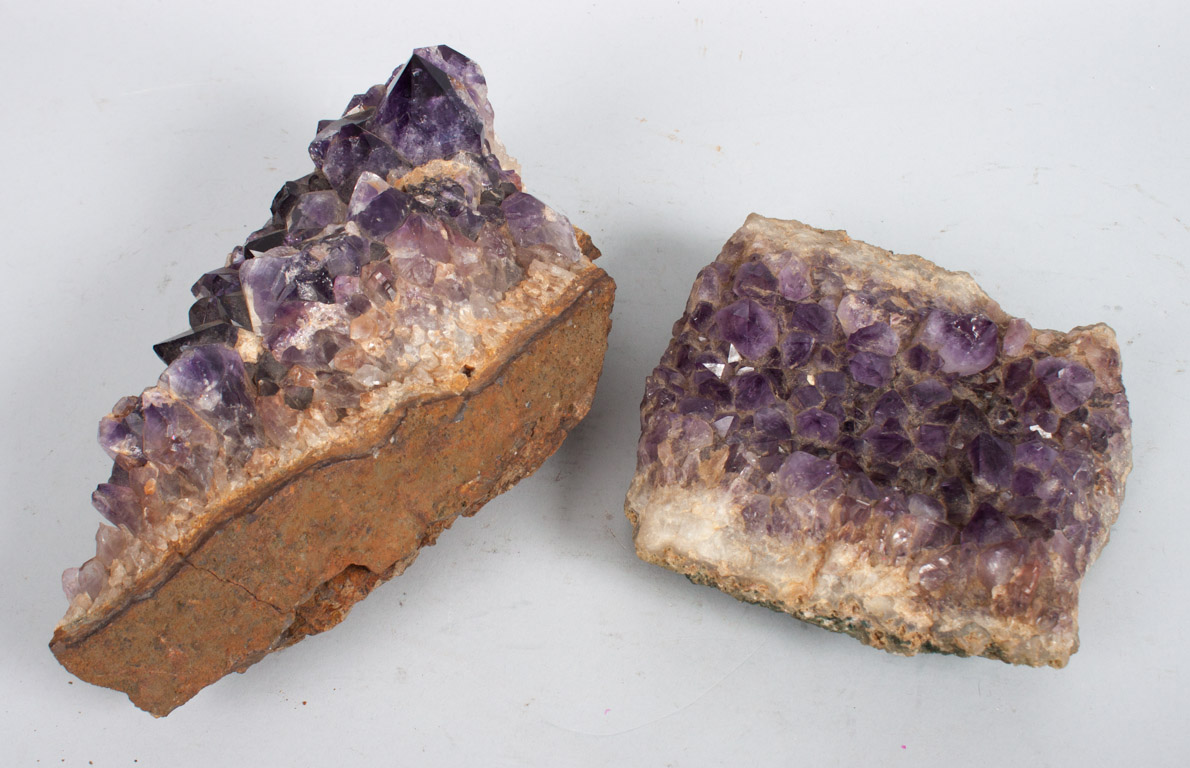 Appraisal: Pair of amethyst geodes and in L