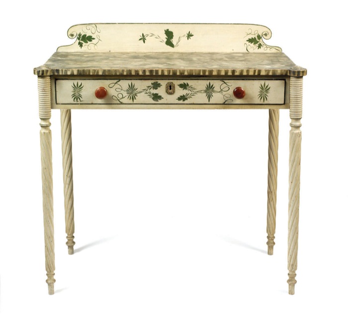 Appraisal: NEW ENGLAND WHITE PAINTED AND DECORATED DRESSING TABLE CIRCA -