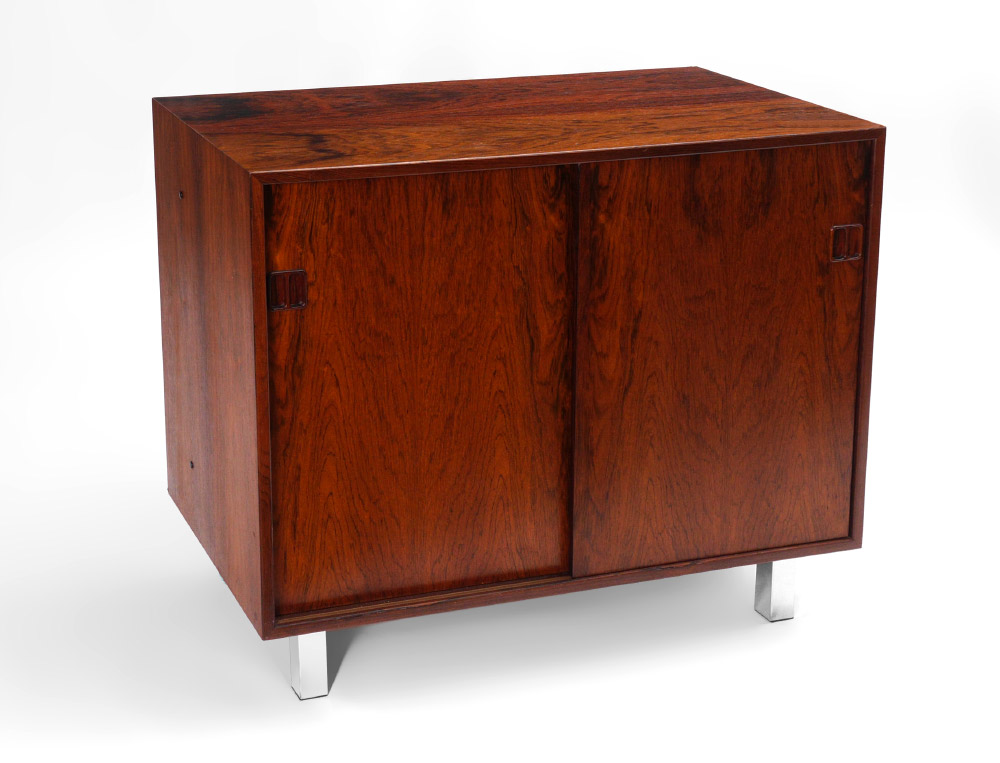 Appraisal: DYRLAND ROSEWOOD DANISH MODERN CREDENZA sliding front doors with single