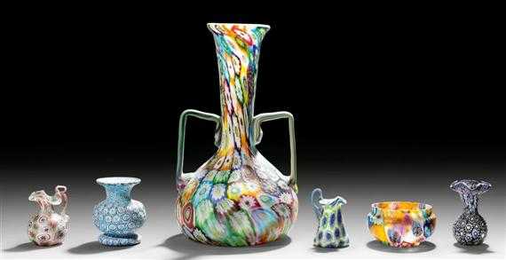 Appraisal: FRATELLI TOSO MURANO LOT OF VASES circa Millefiori murrine glass