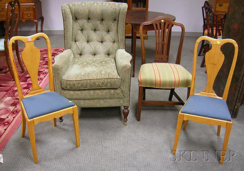 Appraisal: Four Assorted Decorative Chairs a Federal-style upholstered mahogany side chair