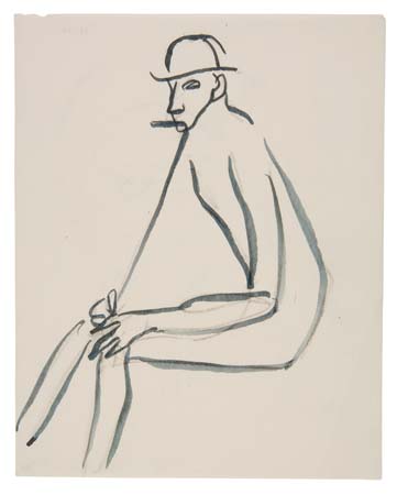 Appraisal: HENRI GAUDIER-BRZESKA Two drawings A Seated Man Smoking brush and