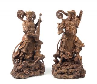 Appraisal: A Pair of Hollow Dry Lacquer Figure of Heavenly Kings