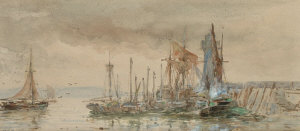 Appraisal: Thomas Bush Hardy RBA - - Shipping at anchor off